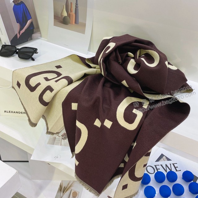 Gucci經典百搭款羊絨長巾披肩 古馳女款羊絨混紡圍巾  mmj1702